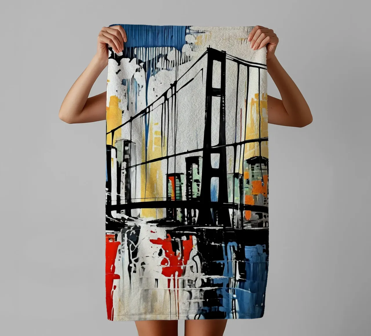 Skyline with bridge_9 towel by Fantasie & Mystikwelten by LK