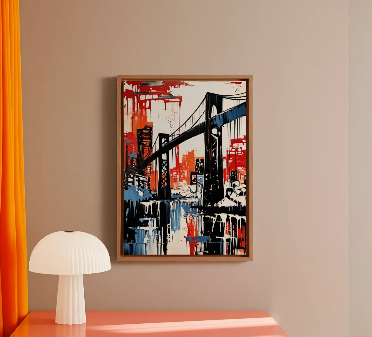Skyline con ponte_10 tela con Cornice a cassetta da Fantasie & Mystikwelten by LK