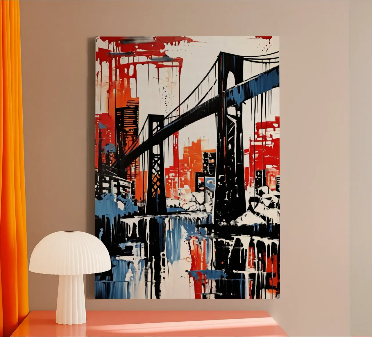 Skyline con ponte_10 tela con Cornice a cassetta da Fantasie & Mystikwelten by LK