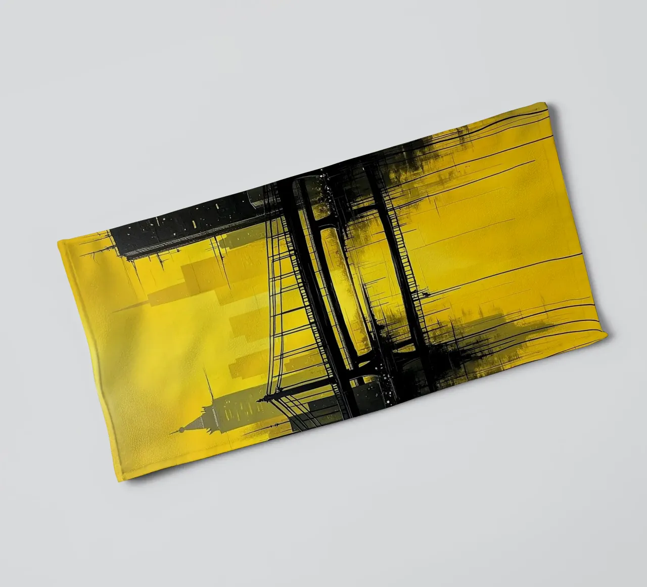 Skyline avec pont_jaune serviette de bain de Fantasie & Mystikwelten by LK