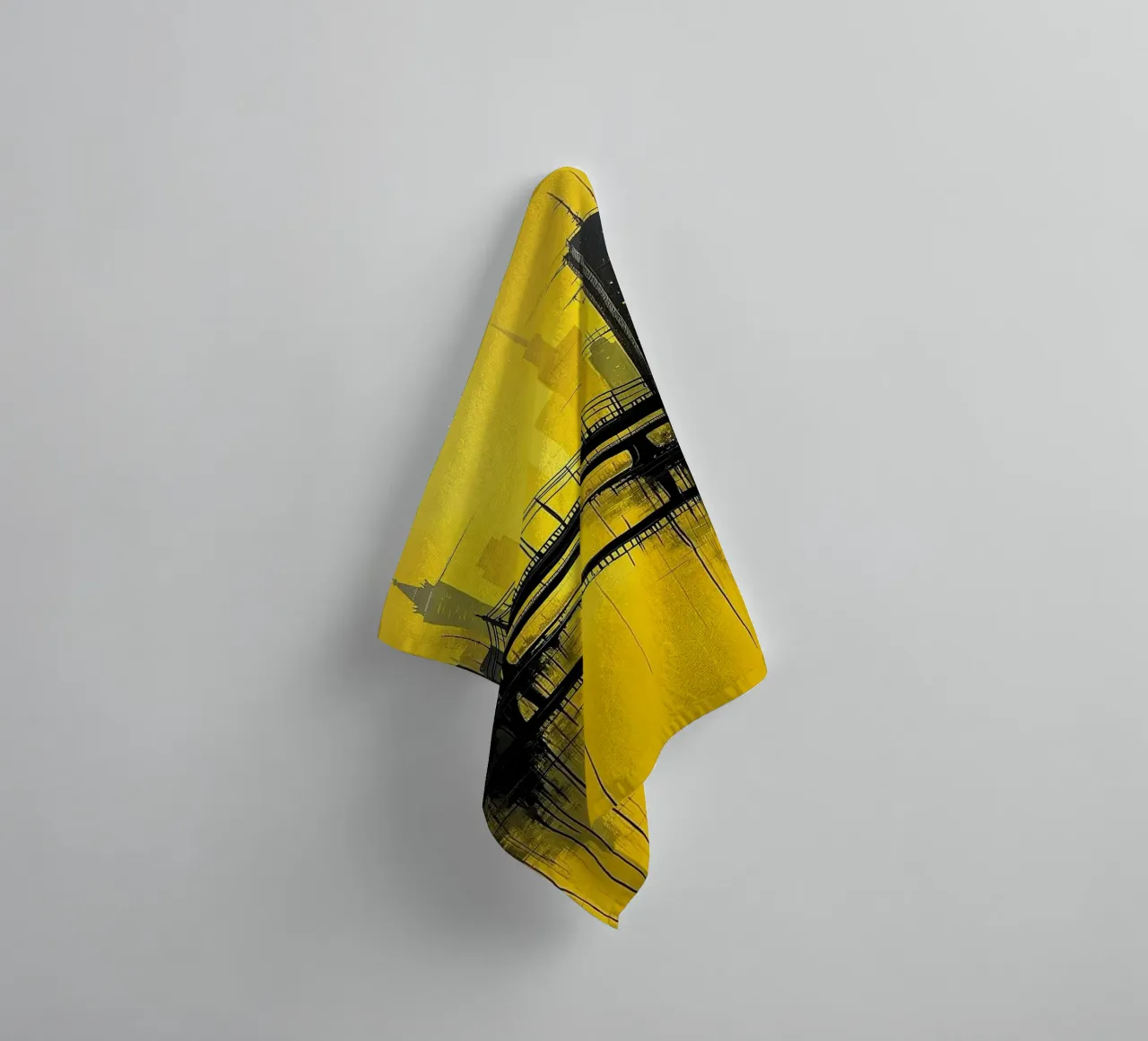 Skyline avec pont_jaune serviette de bain de Fantasie & Mystikwelten by LK