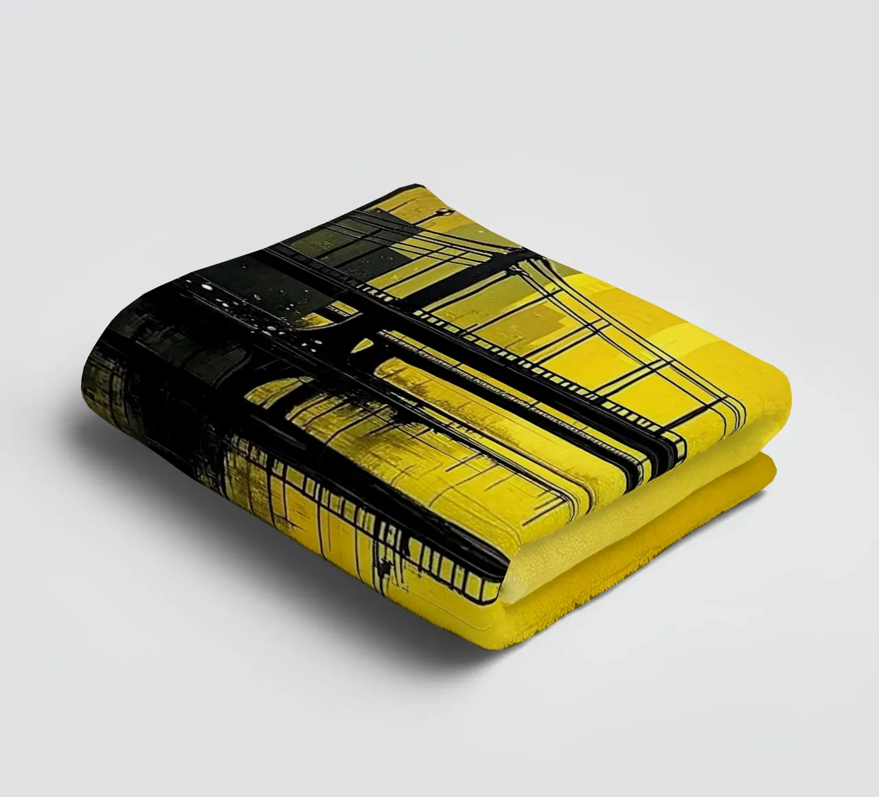 Skyline avec pont_jaune serviette de bain de Fantasie & Mystikwelten by LK