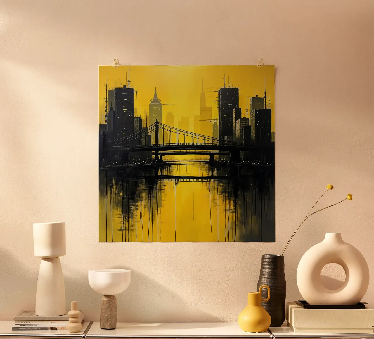 Skyline con ponte_giallo poster da Fantasie & Mystikwelten by LK