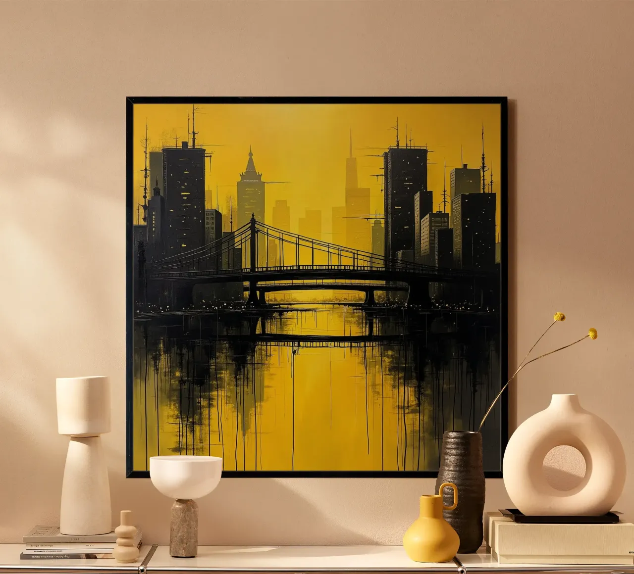 Skyline con ponte_giallo poster da Fantasie & Mystikwelten by LK