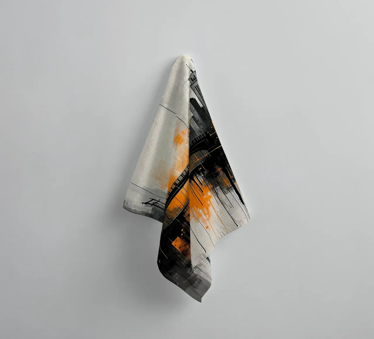 Skyline with bridge_orange towel by Fantasie & Mystikwelten by LK