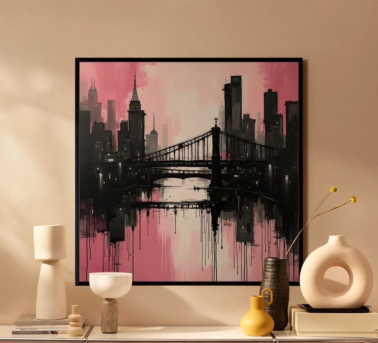Skyline con ponte_rosa poster da Fantasie & Mystikwelten by LK