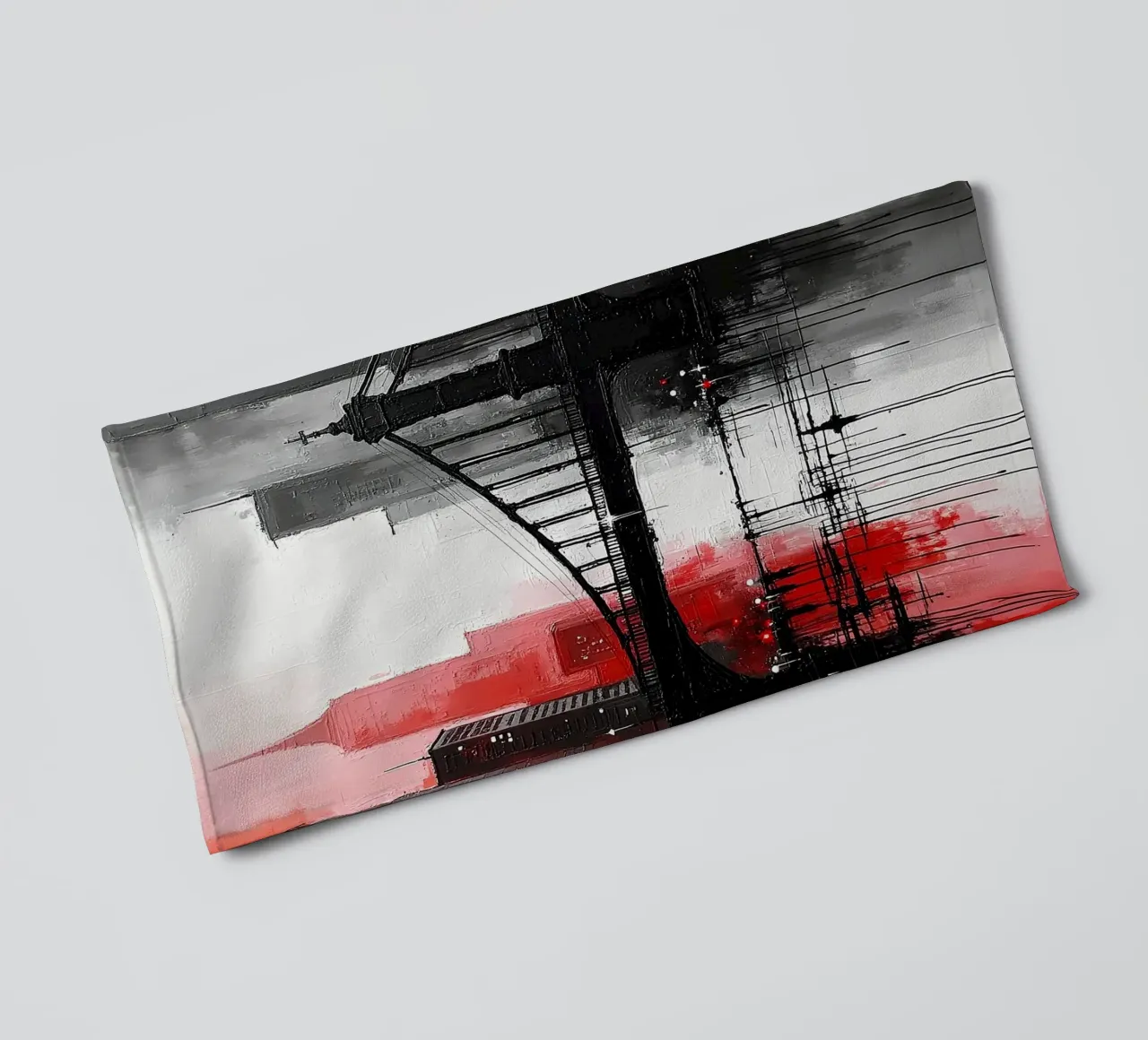 Skyline with bridge_red towel by Fantasie & Mystikwelten by LK