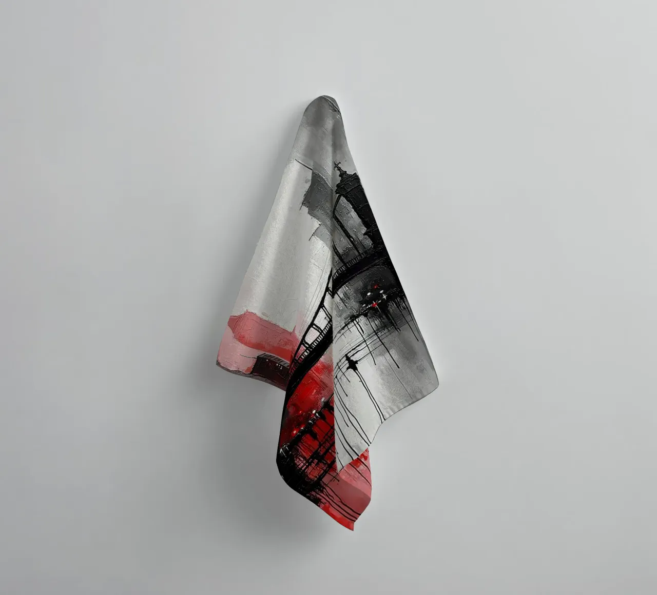 Skyline with bridge_red towel by Fantasie & Mystikwelten by LK