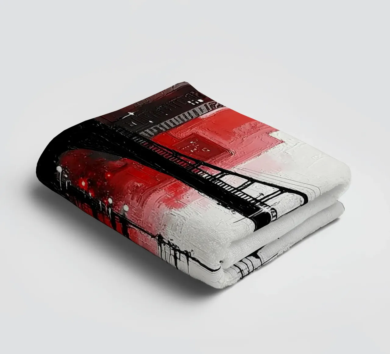 Skyline with bridge_red towel by Fantasie & Mystikwelten by LK