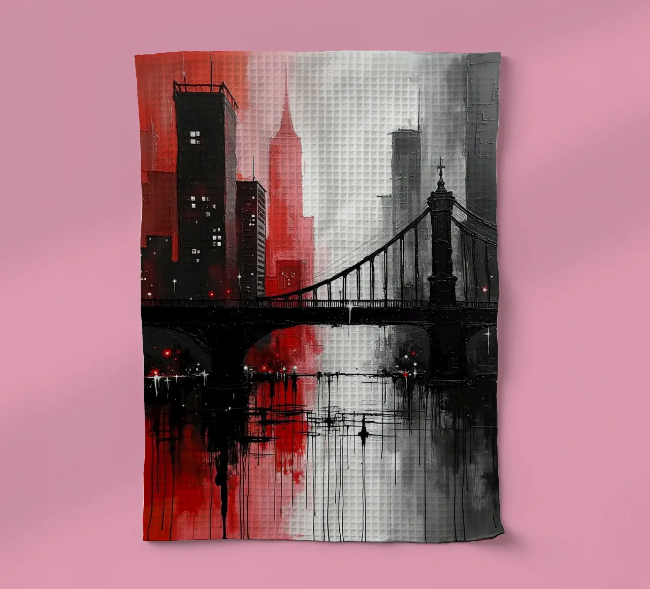 Skyline con ponte_rosso canovaccio da cucina da Fantasie & Mystikwelten by LK