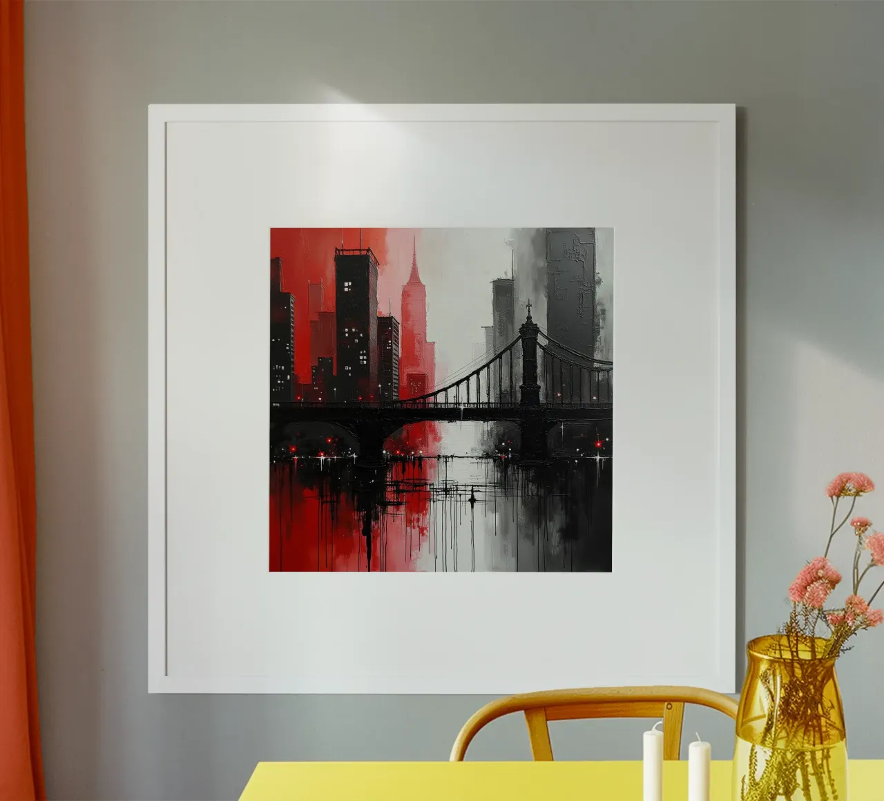 Skyline con ponte_rosso poster da Fantasie & Mystikwelten by LK