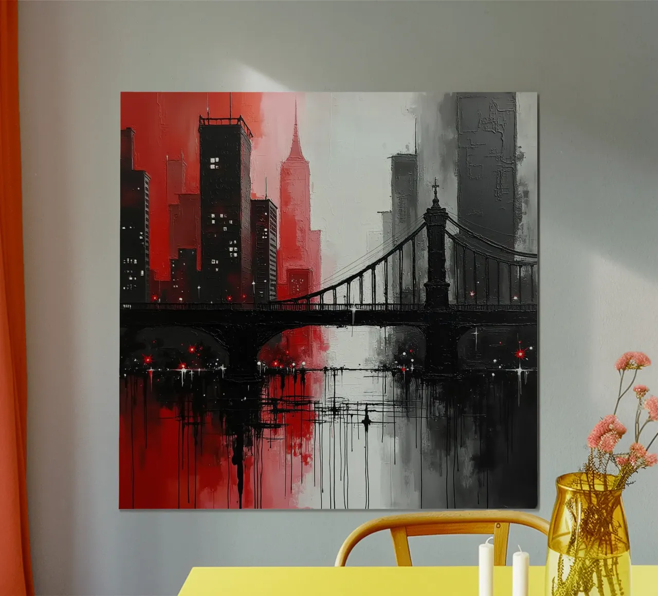Skyline con ponte_rosso poster da Fantasie & Mystikwelten by LK