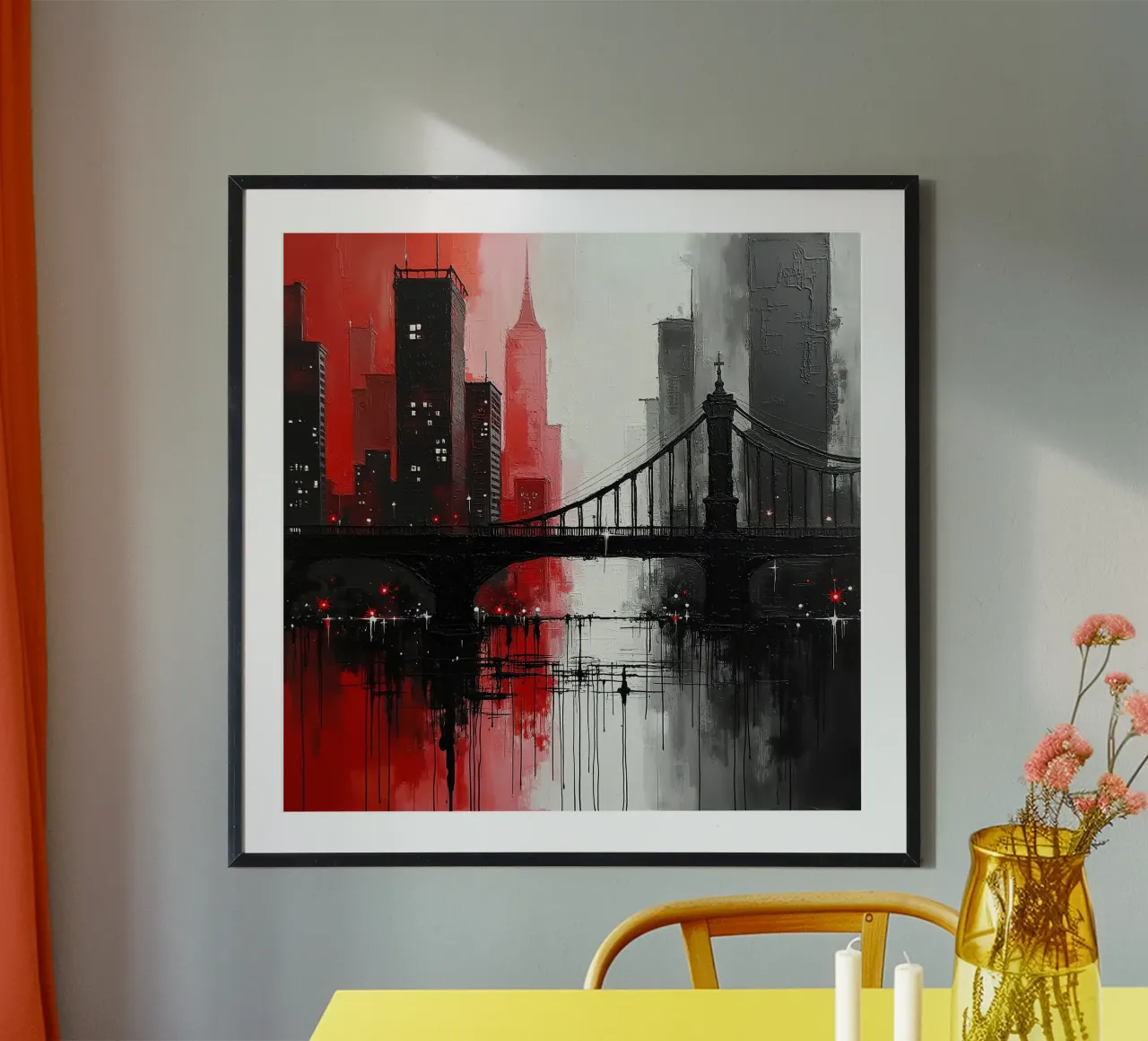 Skyline con ponte_rosso poster da Fantasie & Mystikwelten by LK