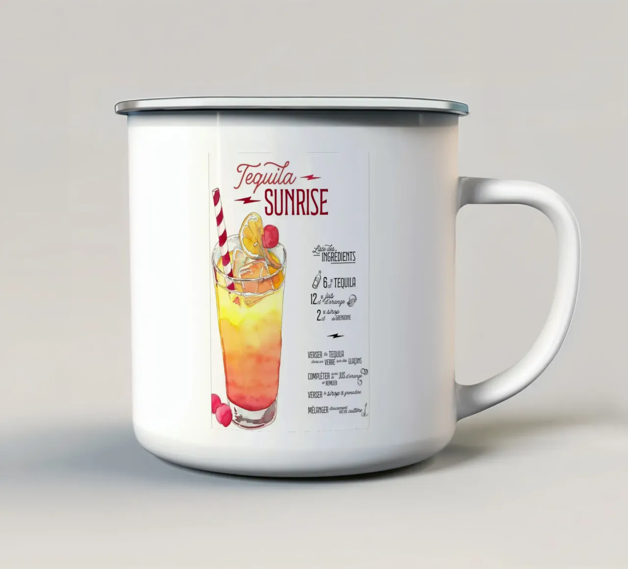 Tequila Sunrise tazza in smalto da Type & Tape