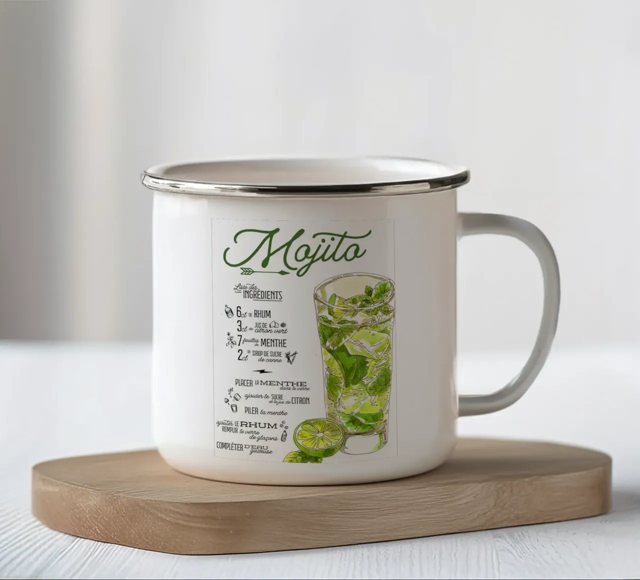 Mojito tazza in smalto da Type & Tape