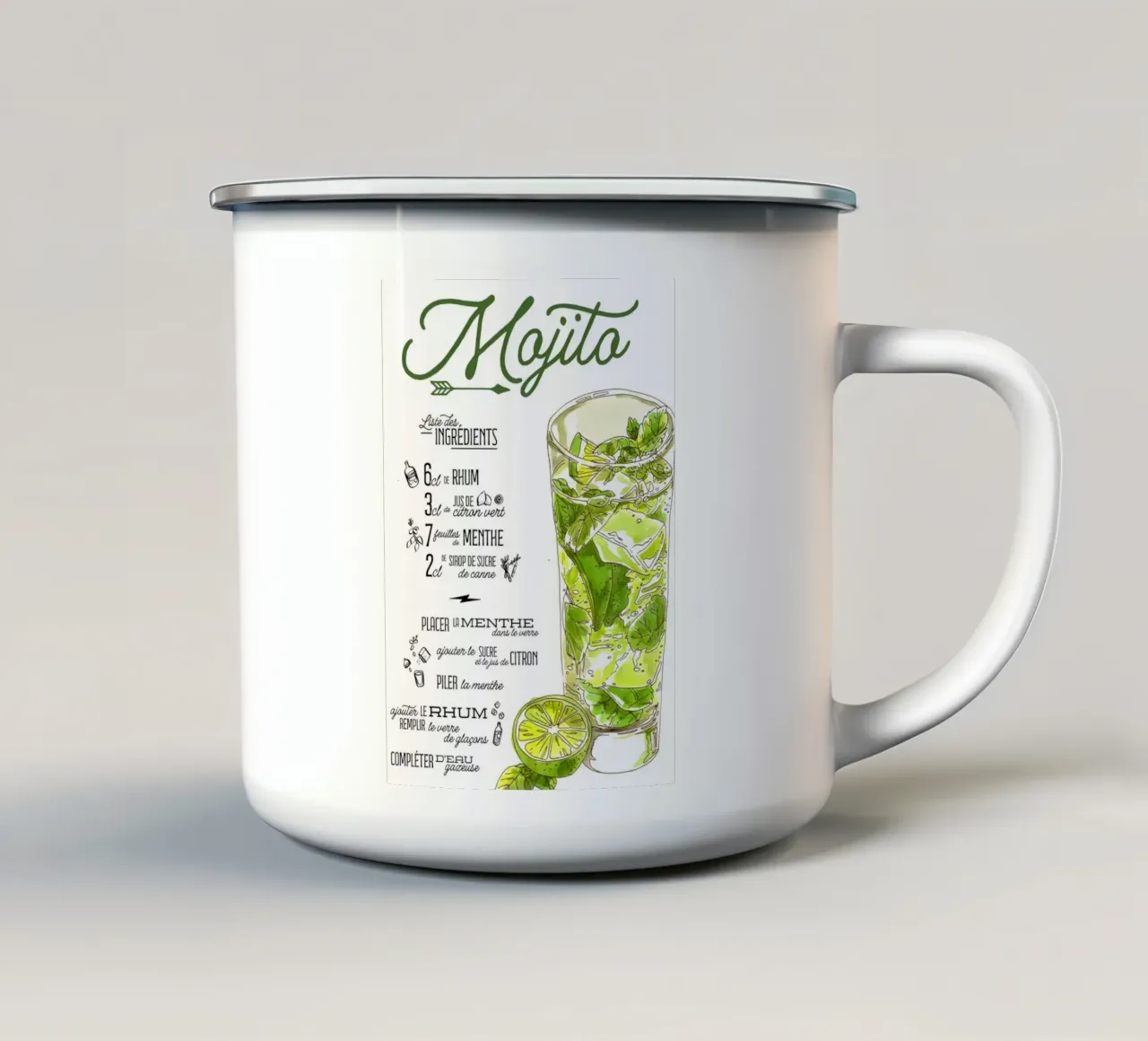 Mojito tazza in smalto da Type & Tape
