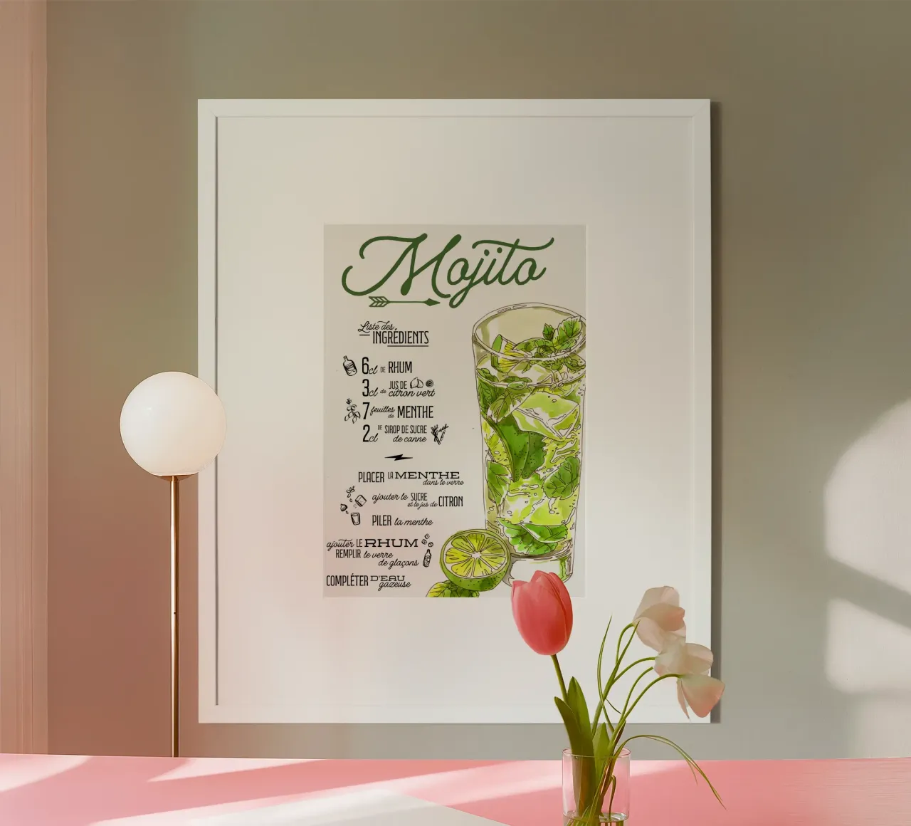 Mojito poster con telaio in legno da Type & Tape
