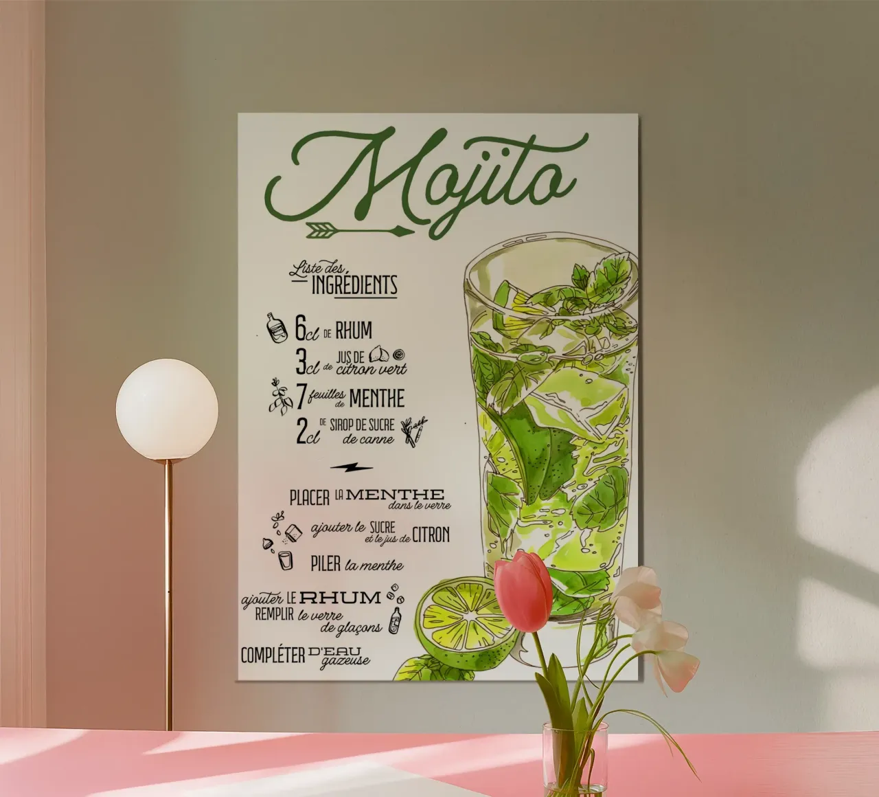Mojito poster con telaio in legno da Type & Tape
