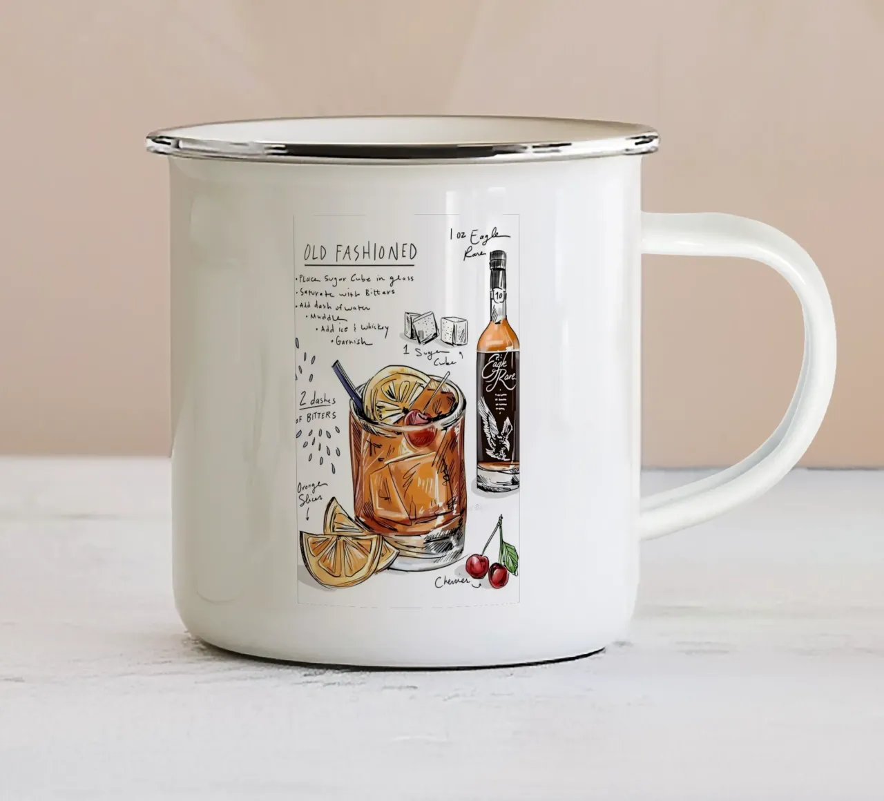 Old Fashioned tazza in smalto da Type & Tape