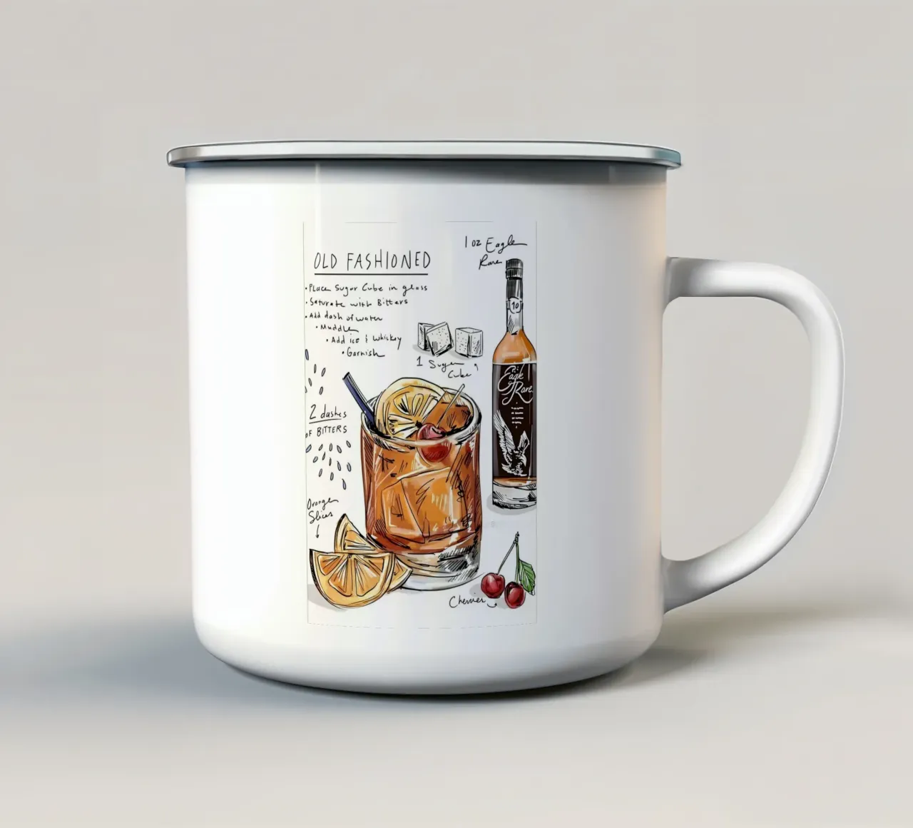 Old Fashioned tazza in smalto da Type & Tape