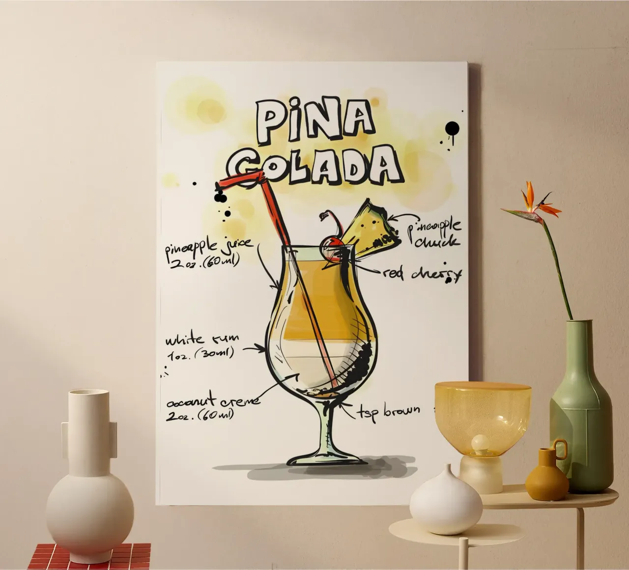 Piña Çolada tela con Cornice a cassetta da Type & Tape