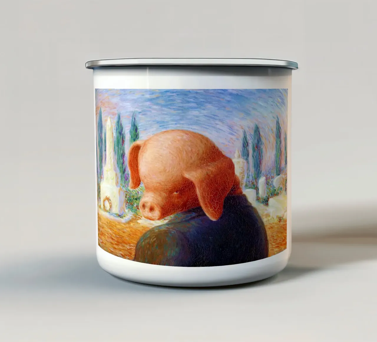 René Magritte - Un colpo di fortuna (1960) tazza in smalto da Chérie Prints