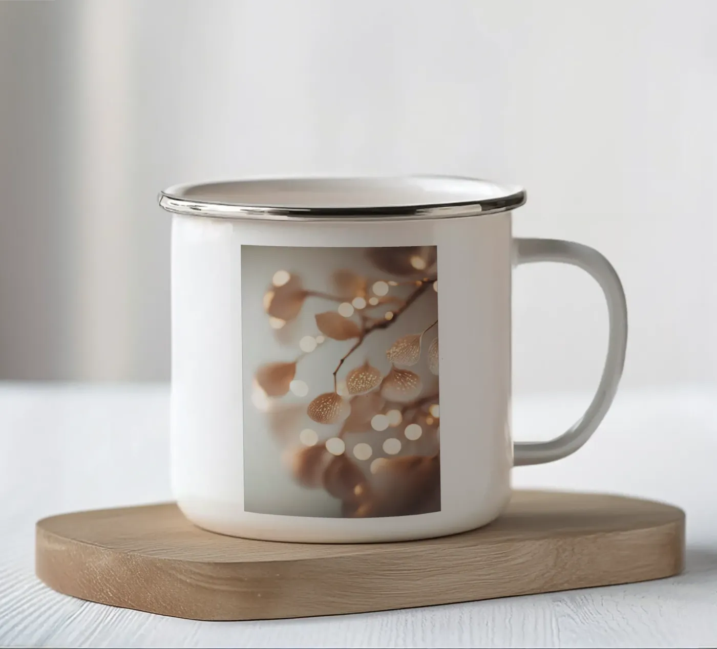 Tiny Leafs enamel mug by treechild