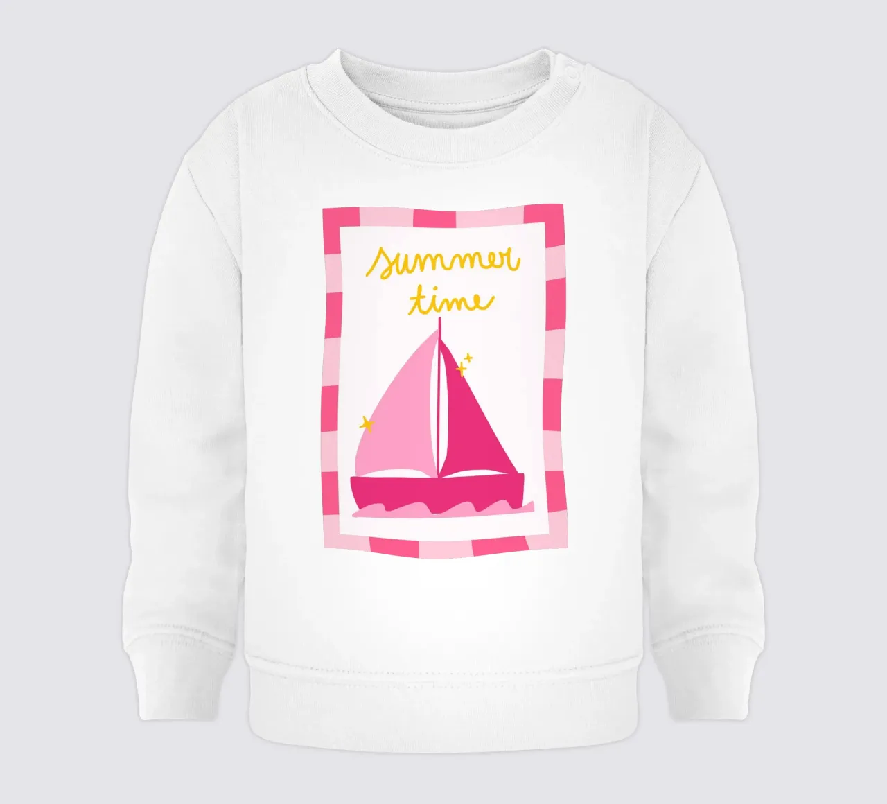 Poster rosa retrò Summertime Sailboat felpa neonato da vintagepod
