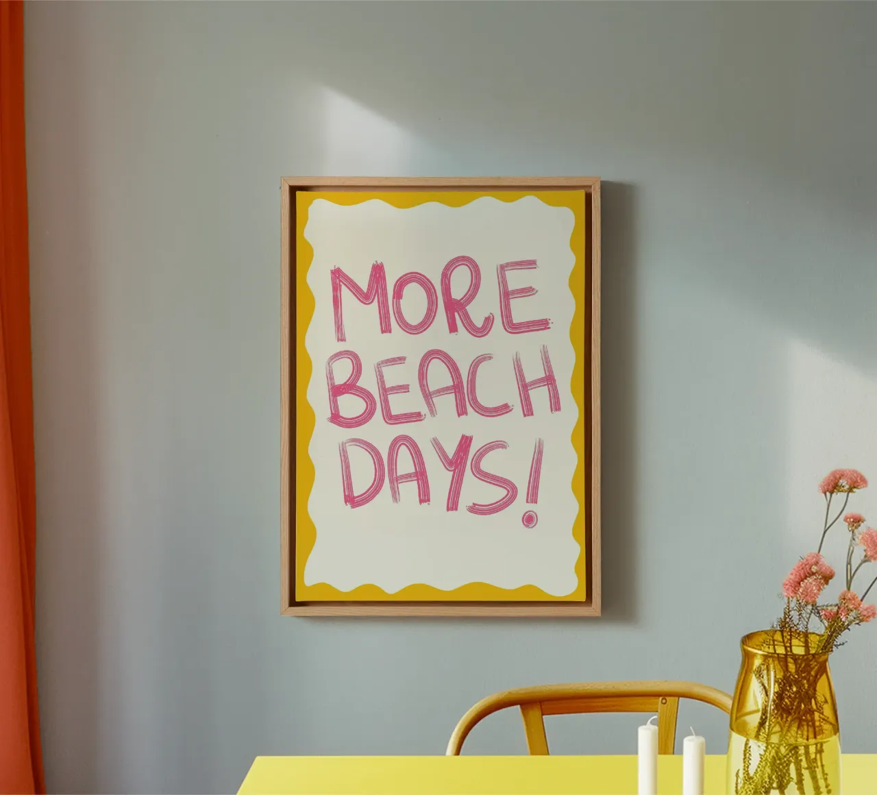 More Beach Days! Retro Text Poster canvas with Floater frame by vintagepod