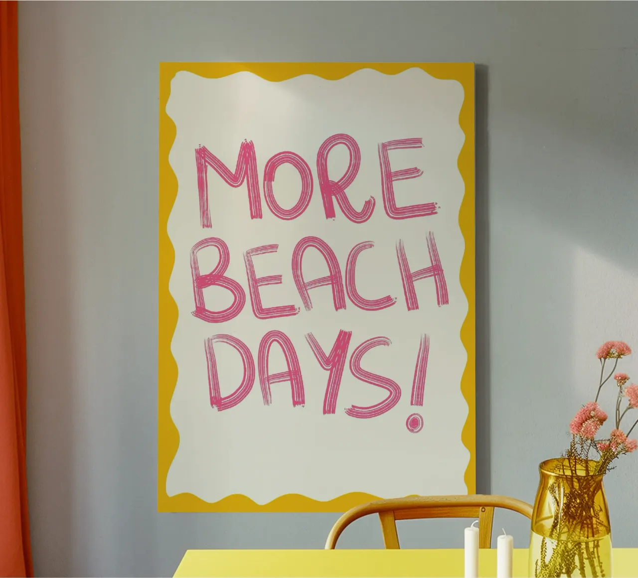 More Beach Days! Retro Text Poster canvas with Floater frame by vintagepod