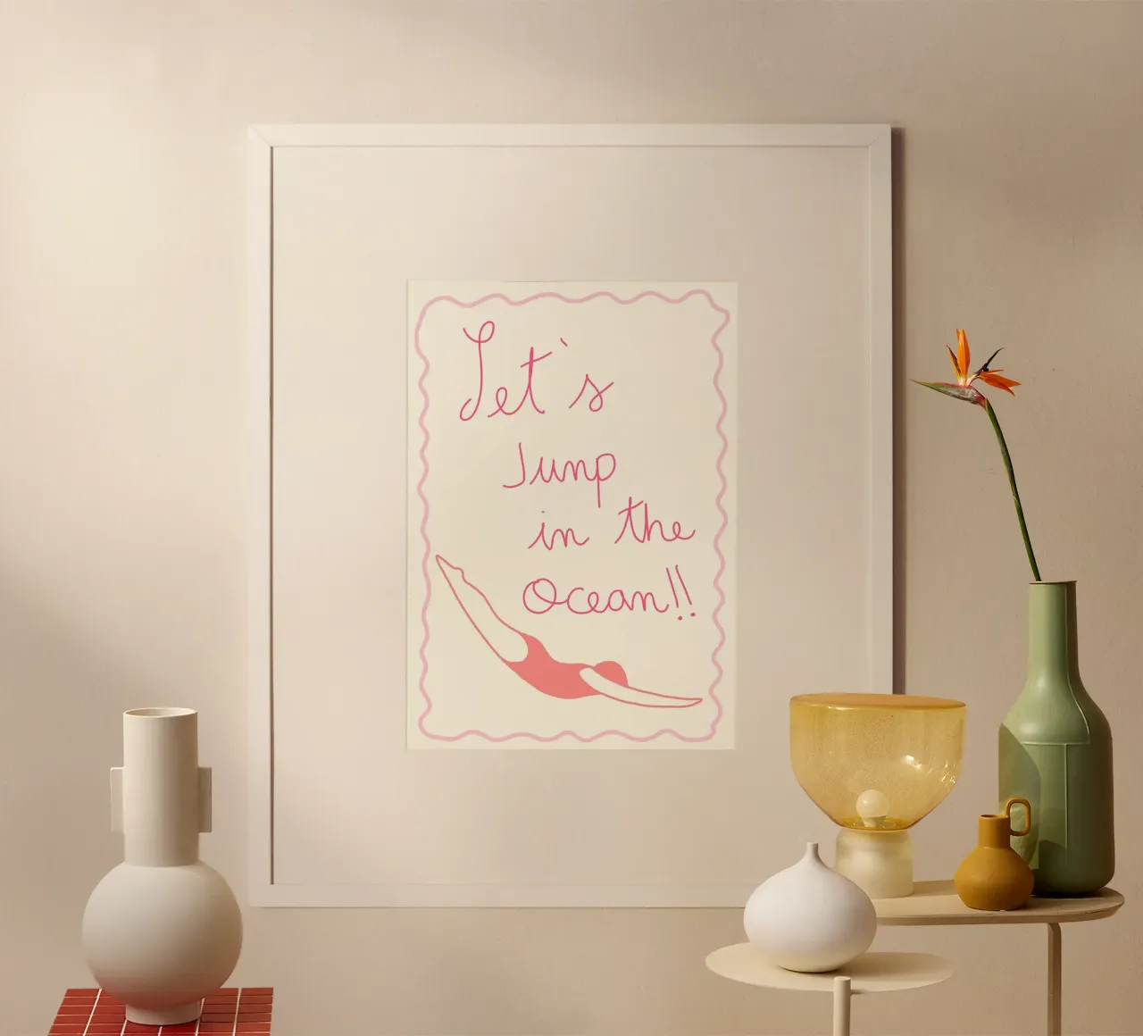 Let's Jump In the Ocean Minimalist Art poster by vintagepod