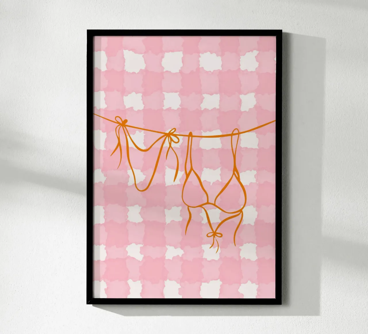 Retro Bikini Line Drawing Póster rosa poster de vintagepod