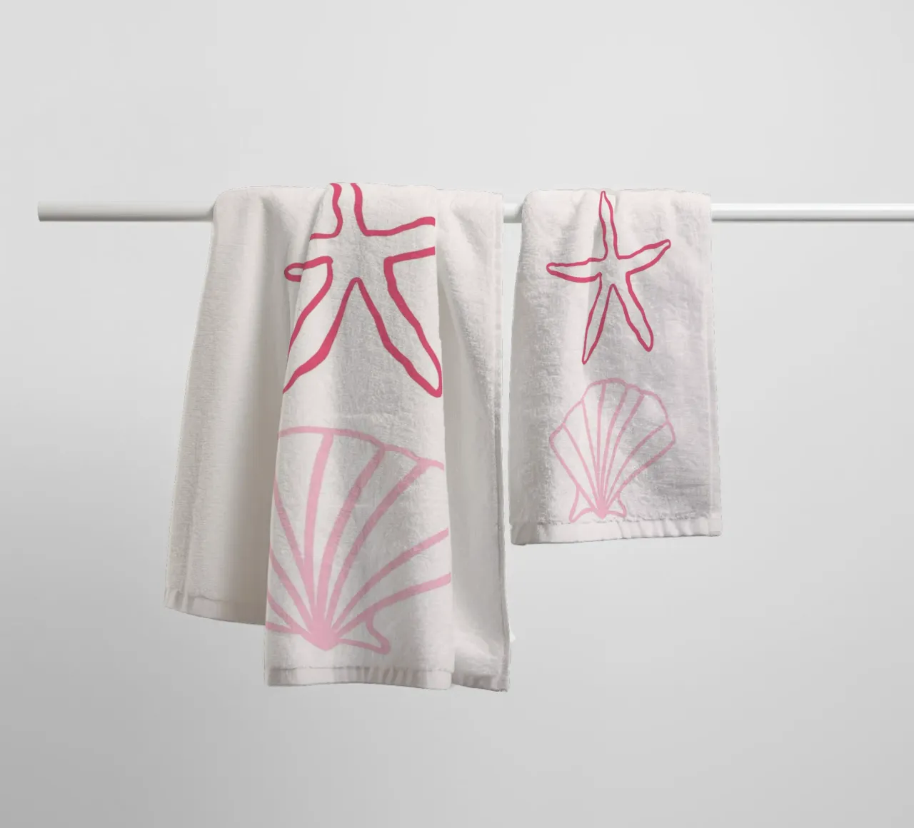 Seashells & Starfish Minimalist Art Print towel by vintagepod