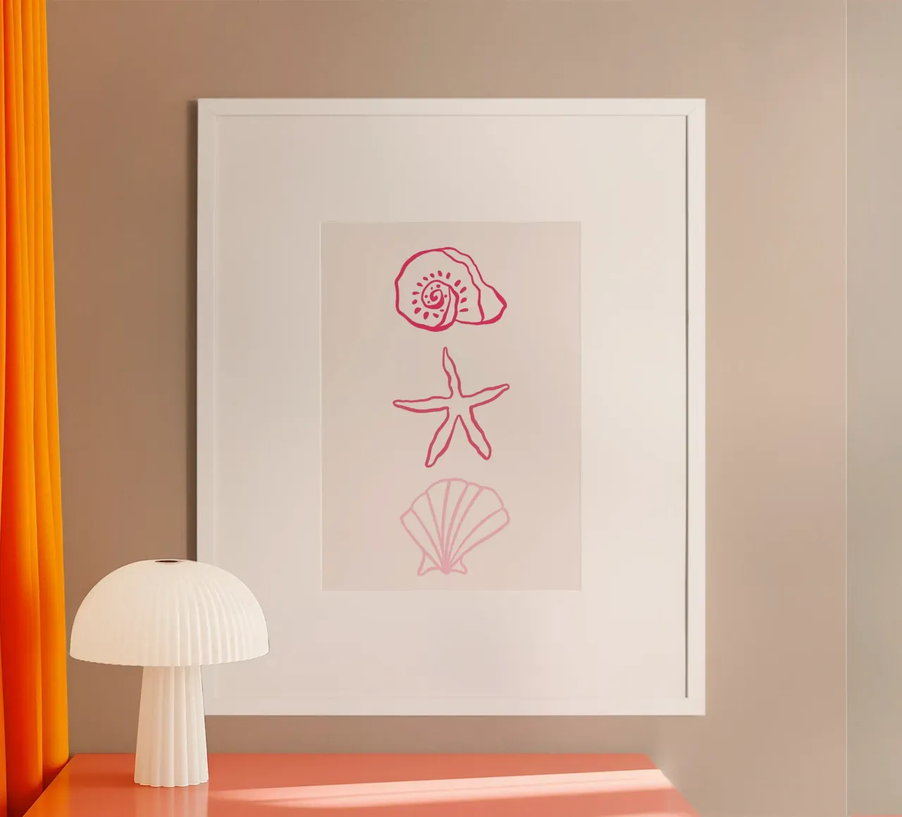Seashells & Starfish Minimalist Art Print poster by vintagepod