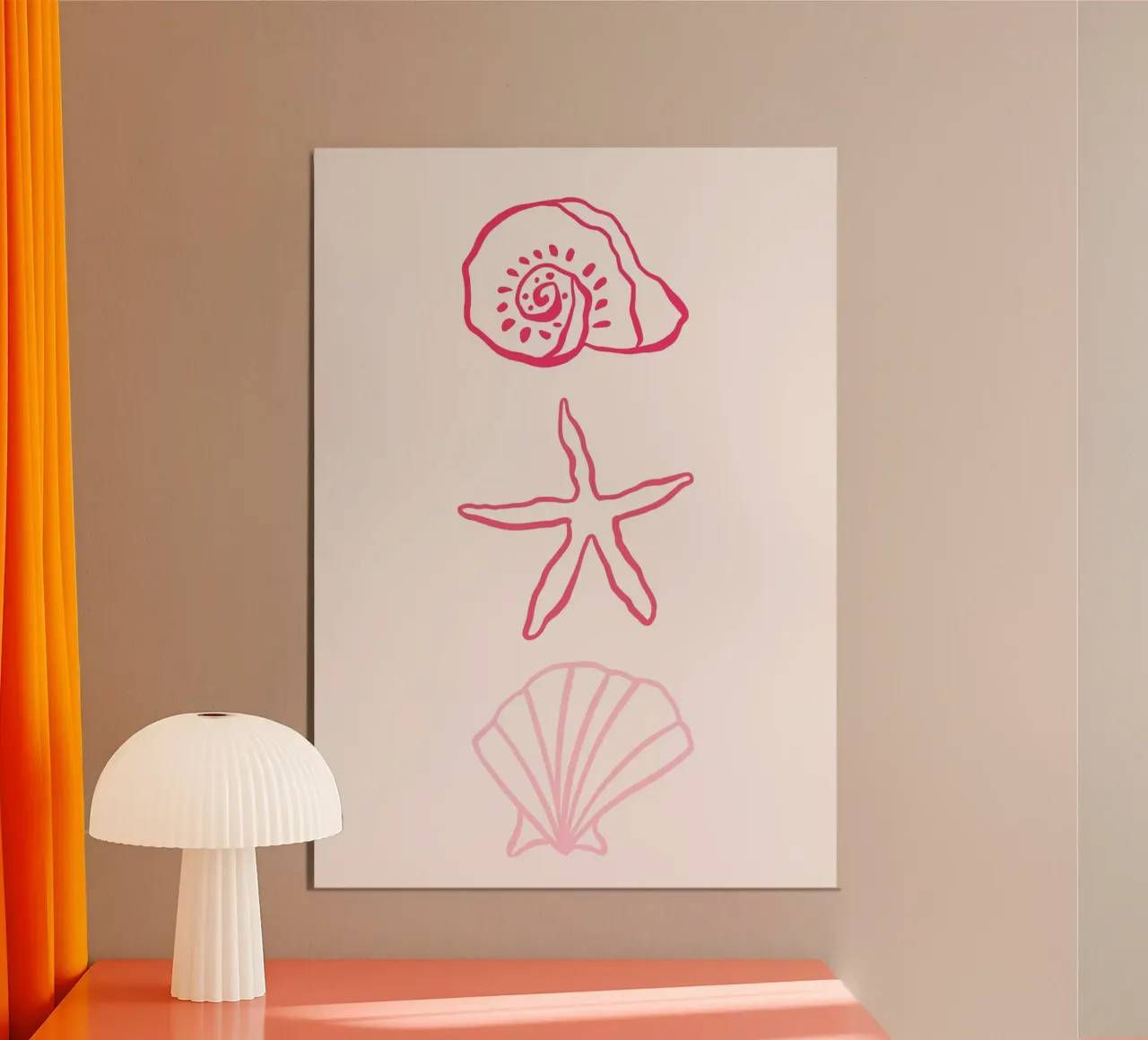 Seashells & Starfish Minimalist Art Print poster by vintagepod