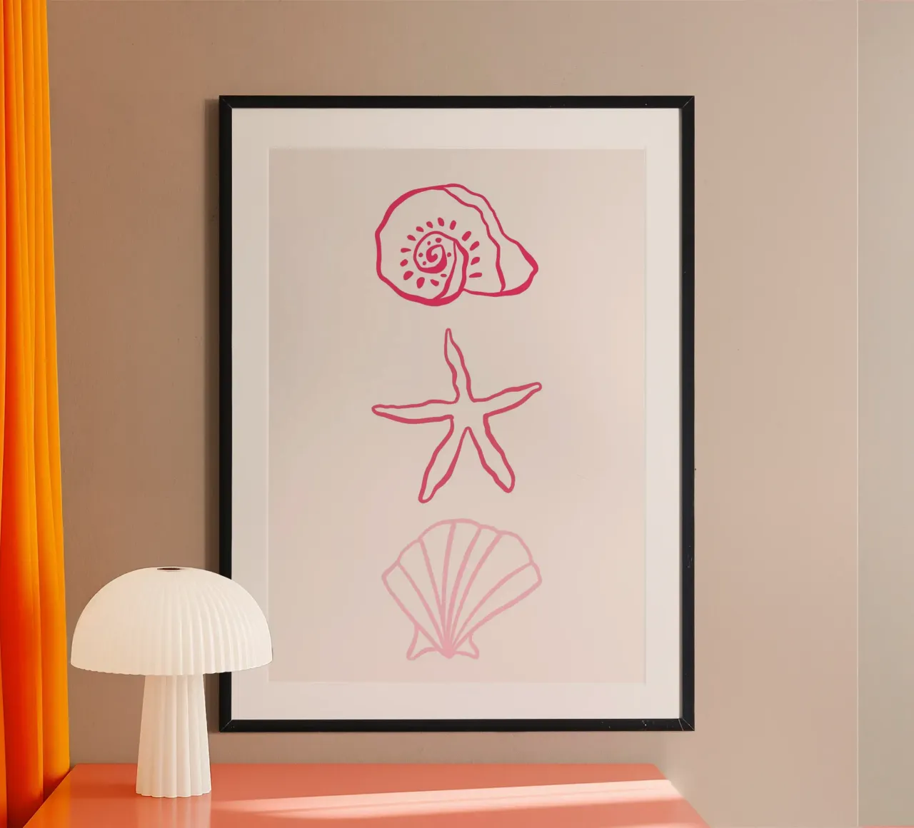 Seashells & Starfish Minimalist Art Print poster by vintagepod