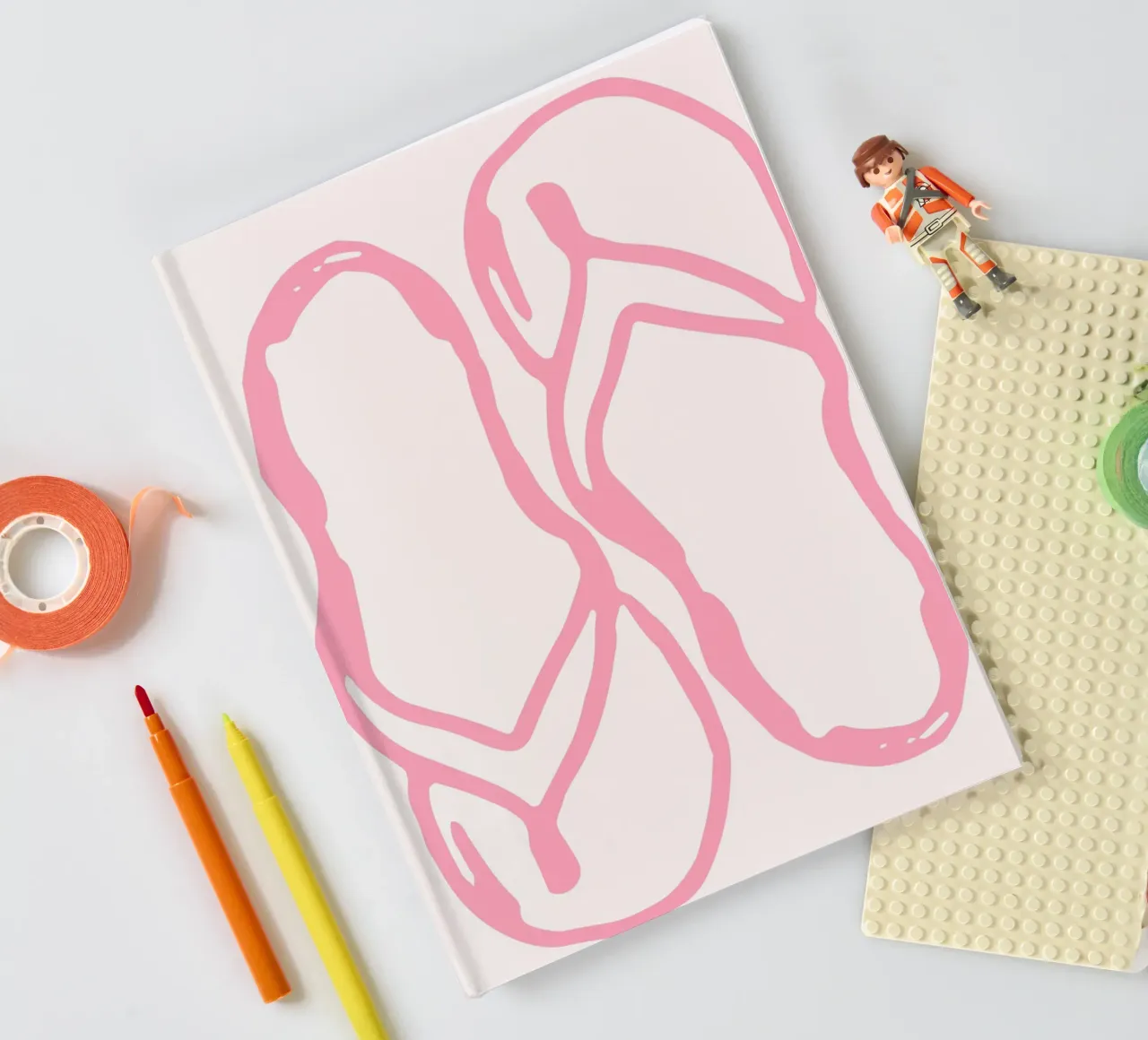 Minimalist Pink Flip Flops Line Art Print notebook by vintagepod