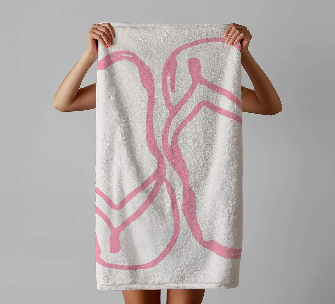 Minimalist Pink Flip Flops Line Art Print towel by vintagepod