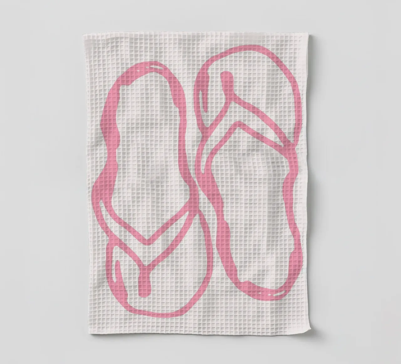 Minimalist Pink Flip Flops Line Art Print torchon de vintagepod