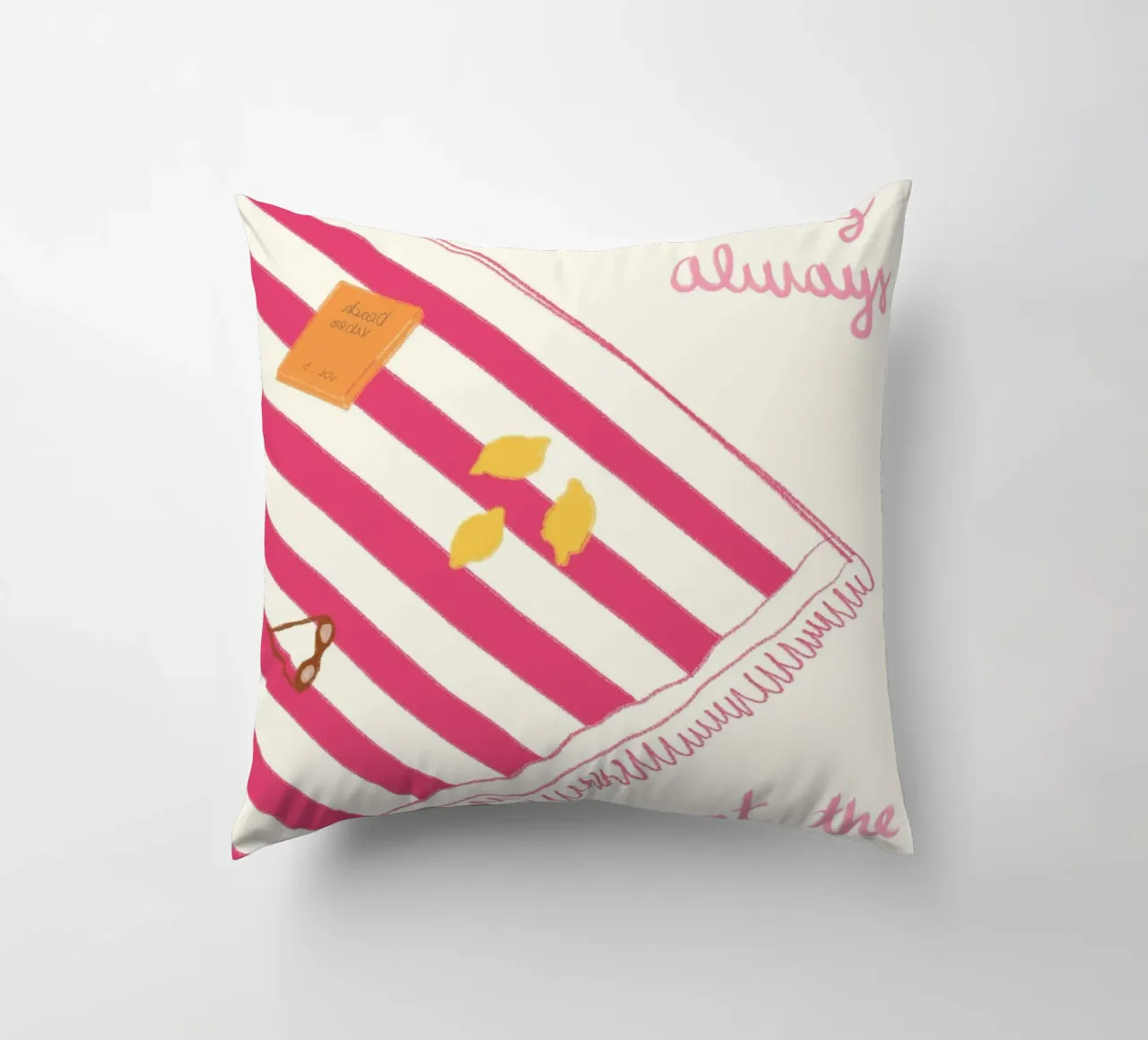 Arte retrò Mentally Always at the Beach cuscino da vintagepod