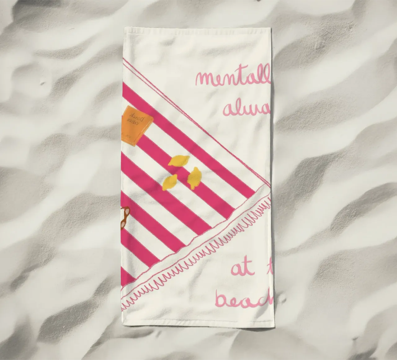 Arte retrò Mentally Always at the Beach telo mare da vintagepod