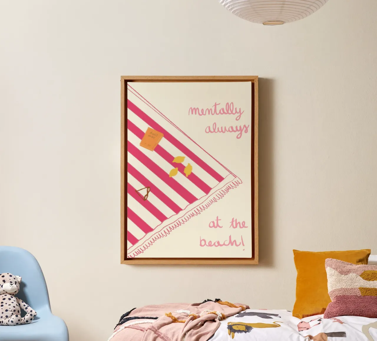Mentally Always at the Beach Retro Art canvas with Floater frame by vintagepod