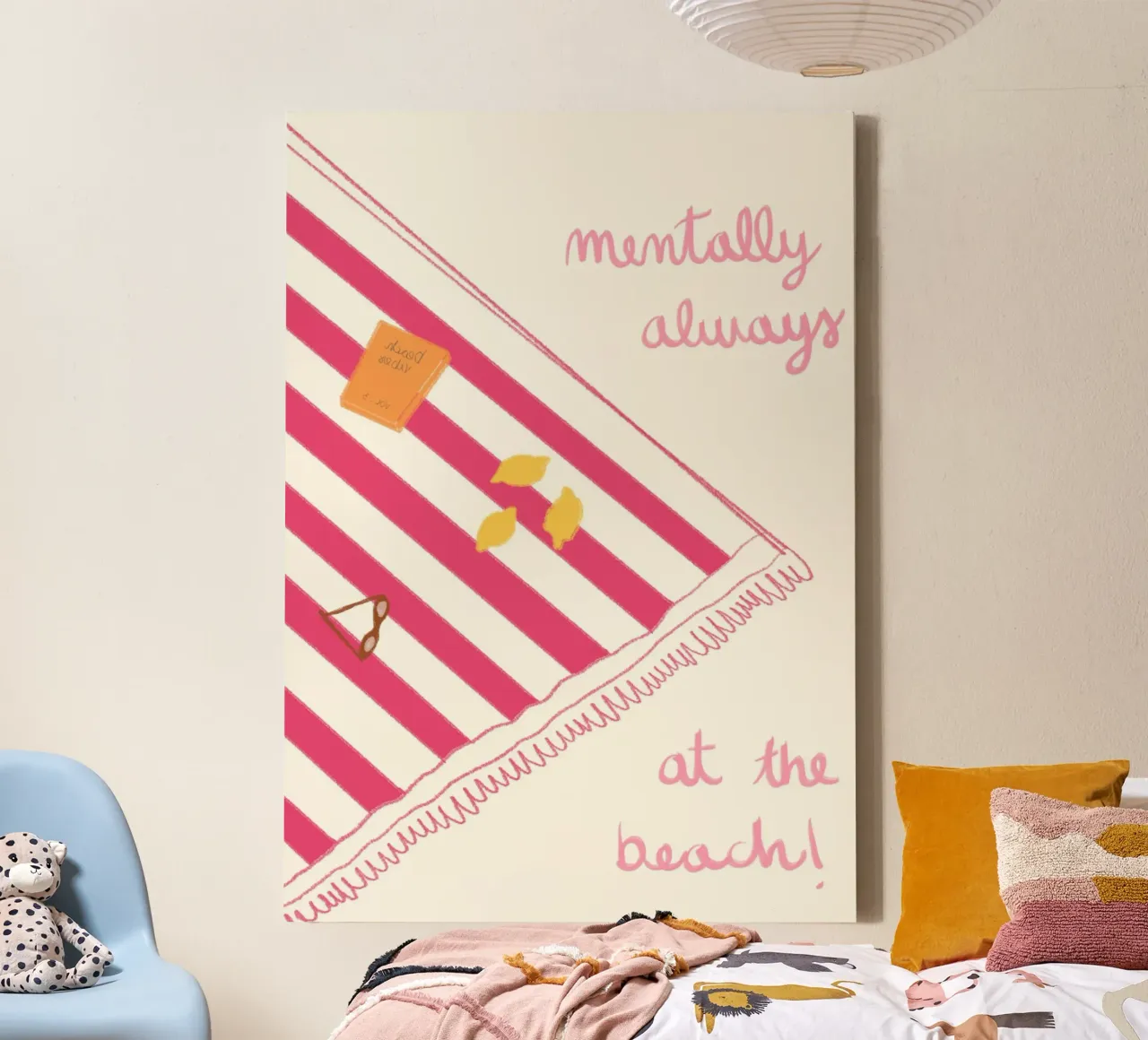 Mentally Always at the Beach Retro Art canvas with Floater frame by vintagepod