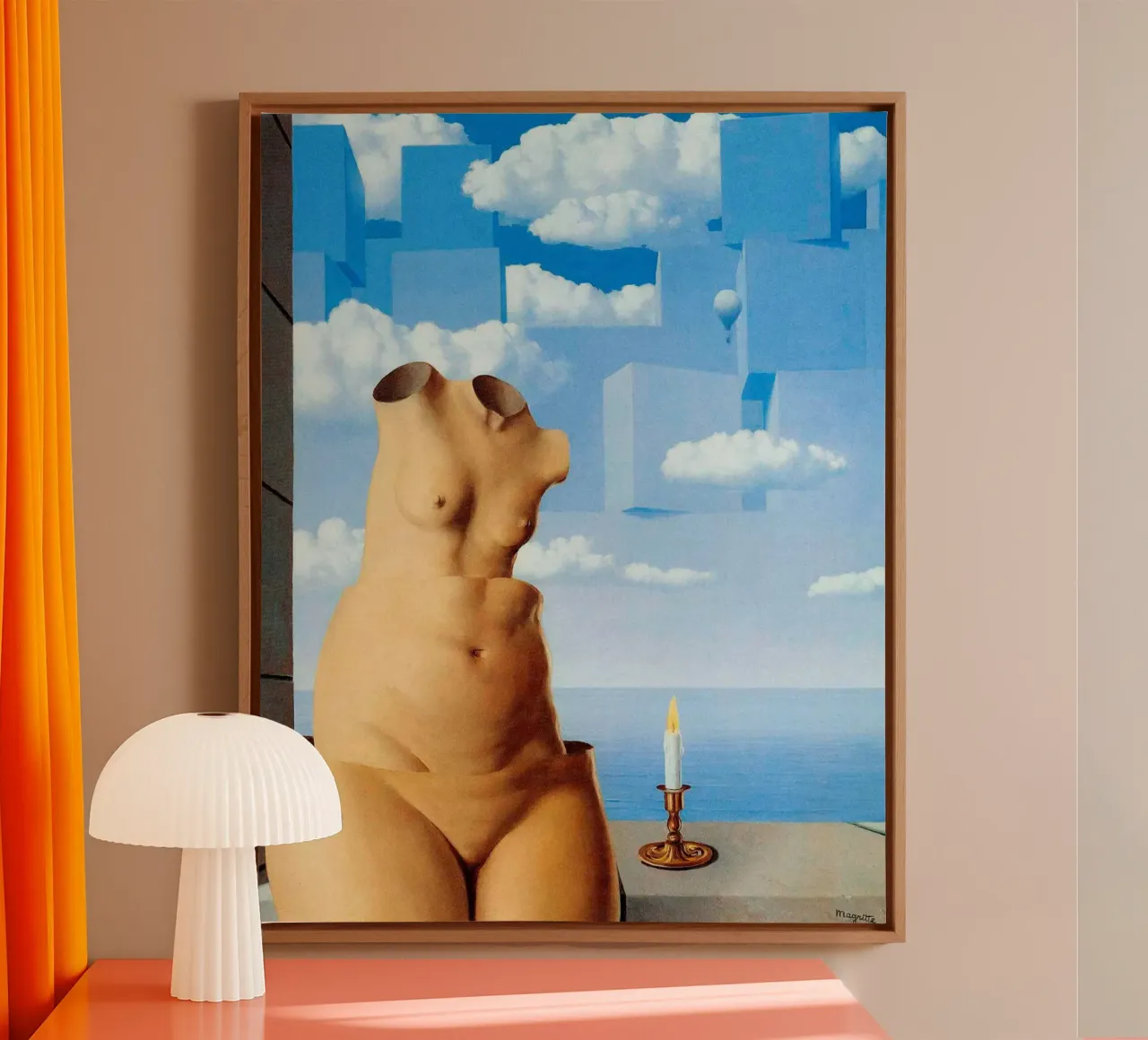 René Magritte - Delusioni di grandezza (1967) tela con Cornice a cassetta da Chérie Prints