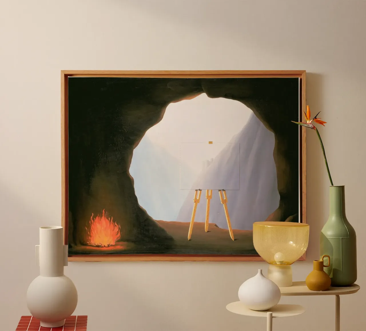 René Magritte - La condizione umana (1933) tela con Cornice a cassetta da Classic Art Prints