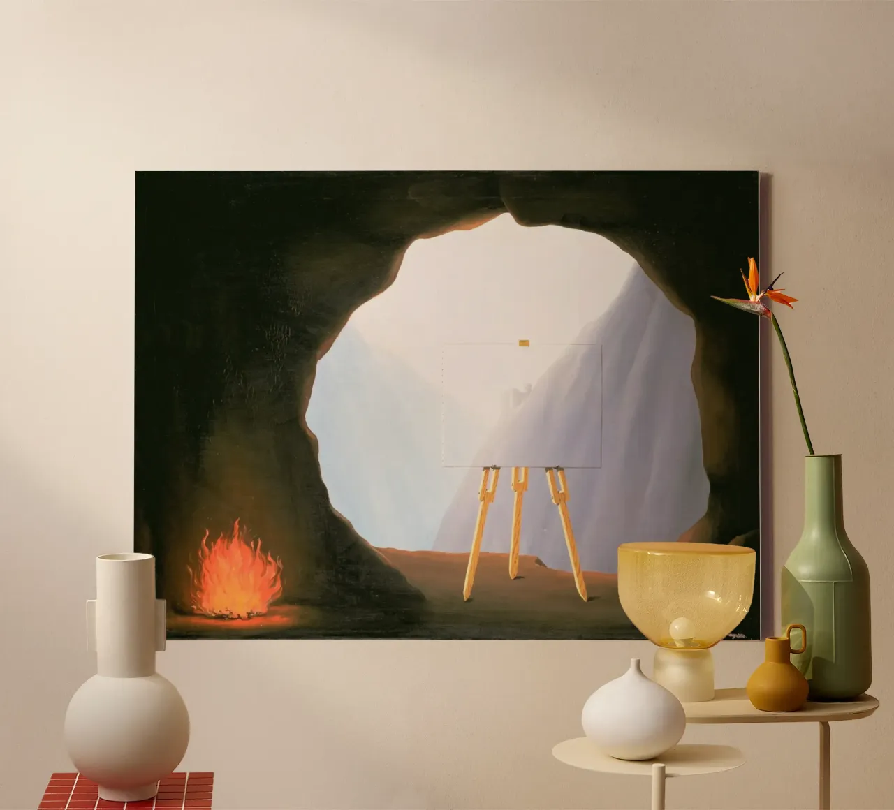 René Magritte - La condizione umana (1933) tela con Cornice a cassetta da Classic Art Prints