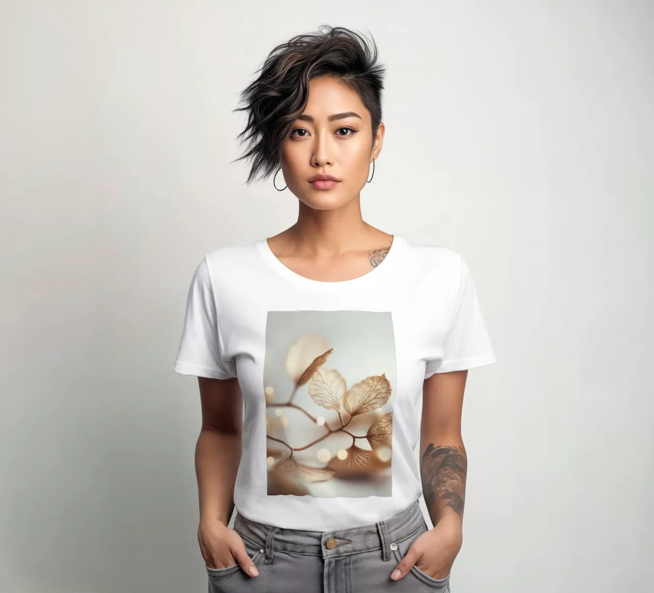 Filigree Leafs women's fitted t-shirt by treechild