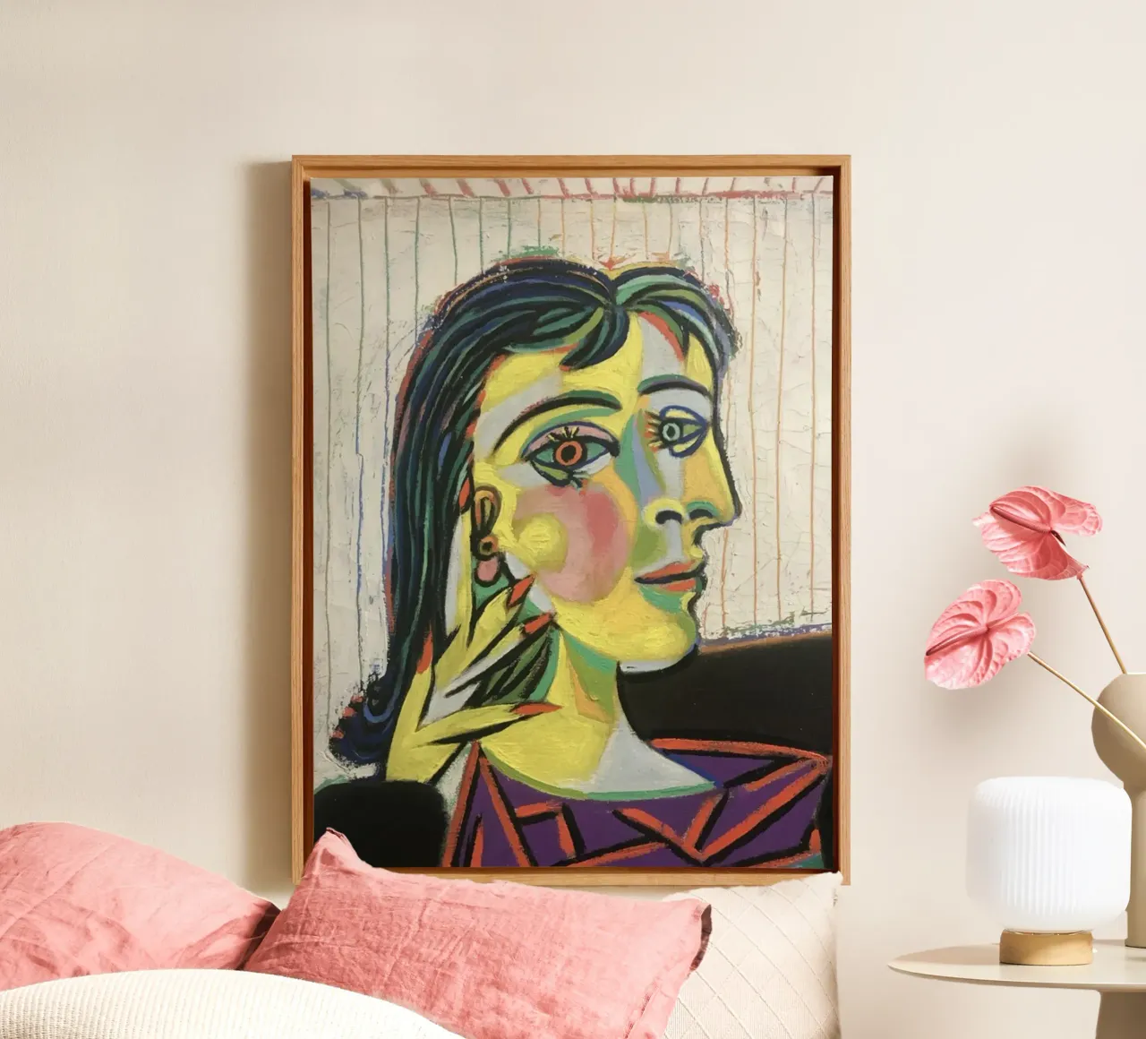 Twee-gezichten vrouw Picasso canvas met Baklijst van Günstiger Laden