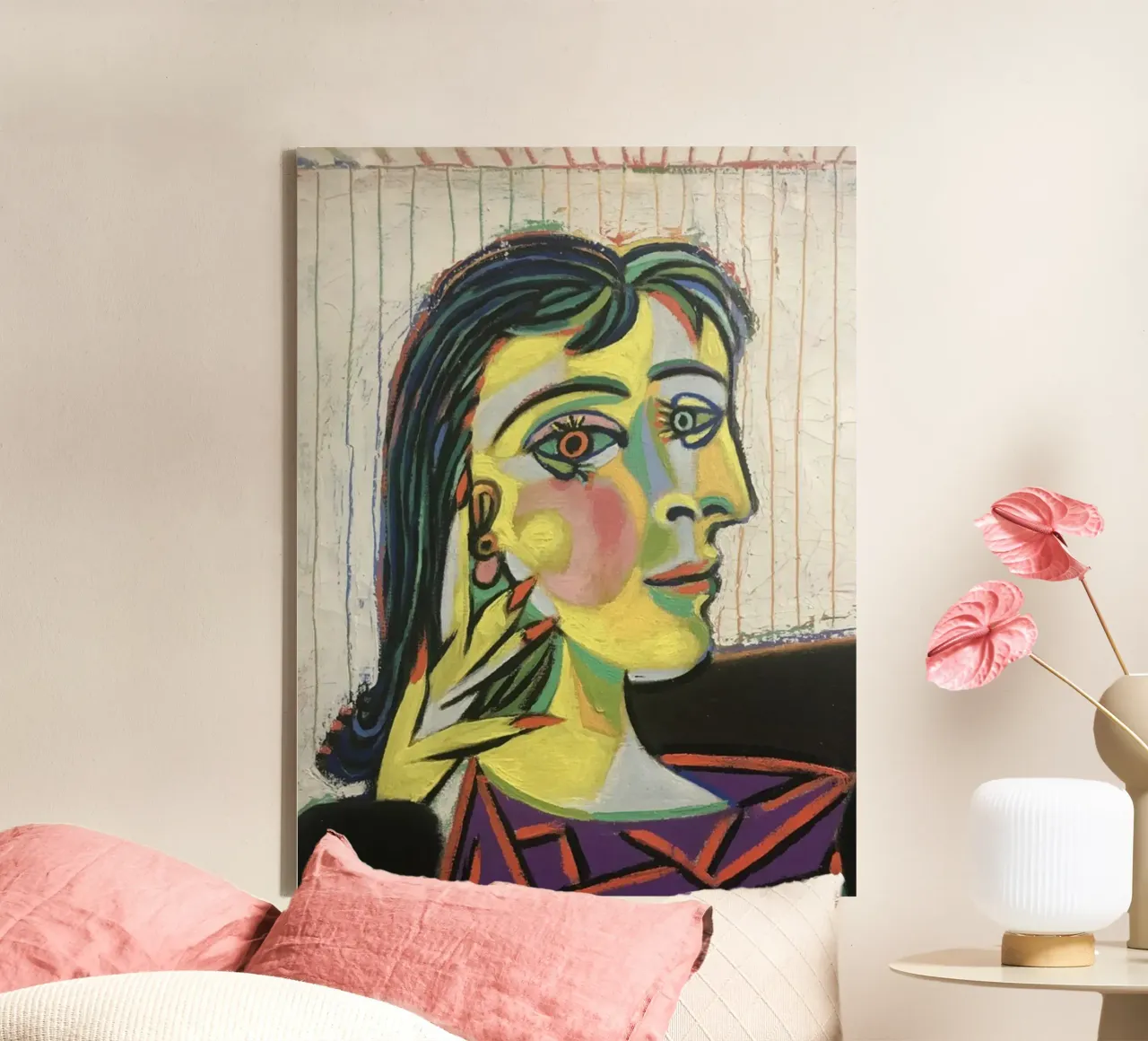 Twee-gezichten vrouw Picasso canvas met Baklijst van Günstiger Laden
