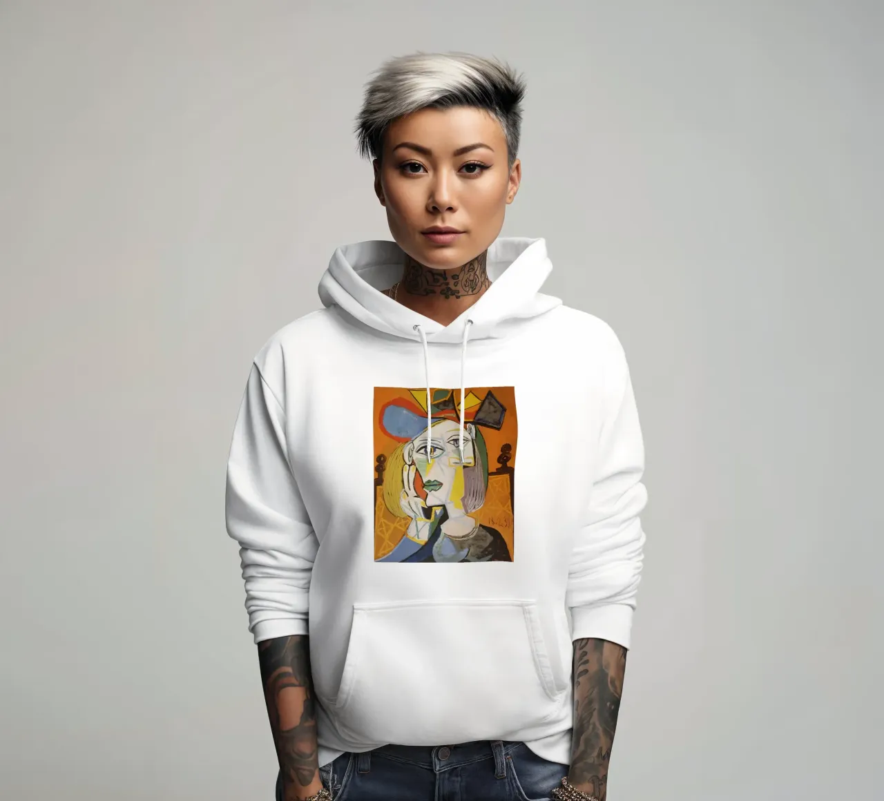 Vecchia donna astratta Picasso felpa con cappuccio da Günstiger Laden